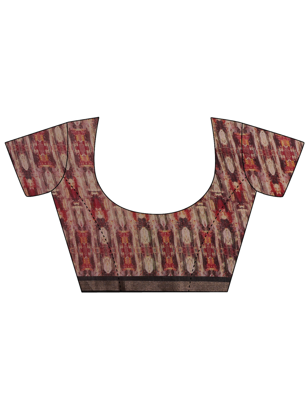 Maroon Printed Silk Blend Saree With Unstitched Blouse Piece