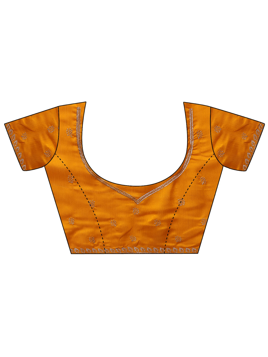 Mustard Embroidered Pure Chiffon Saree With Unstitched Blouse Piece