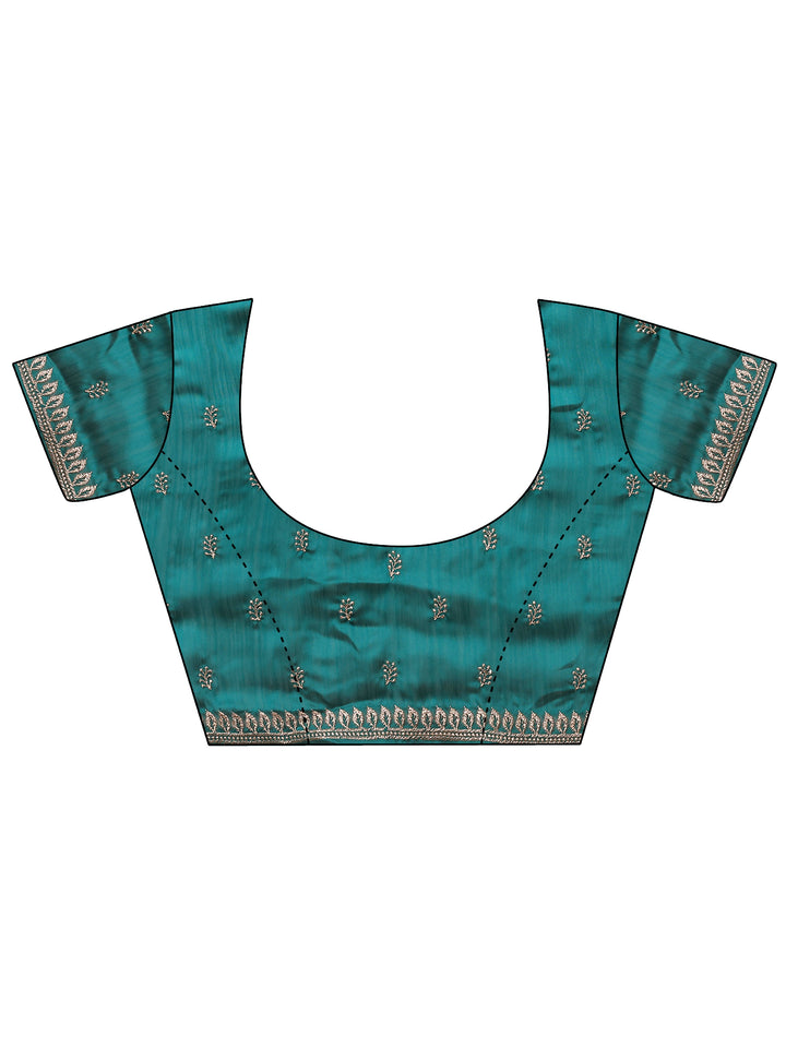 Green Embroidered Pure Chiffon Saree With Unstitched Blouse Piece