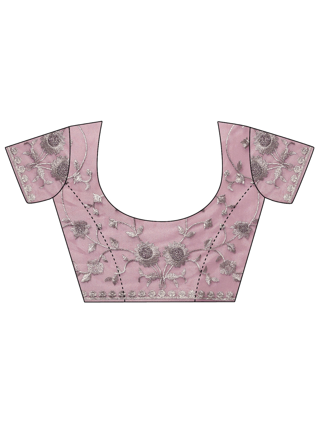 Lavender Embroidered Nylon Saree With Unstitched Blouse Piece