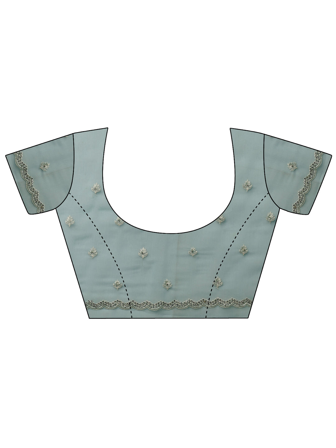 Blue Embroidered Pure Chiffon Saree With Unstitched Blouse Piece