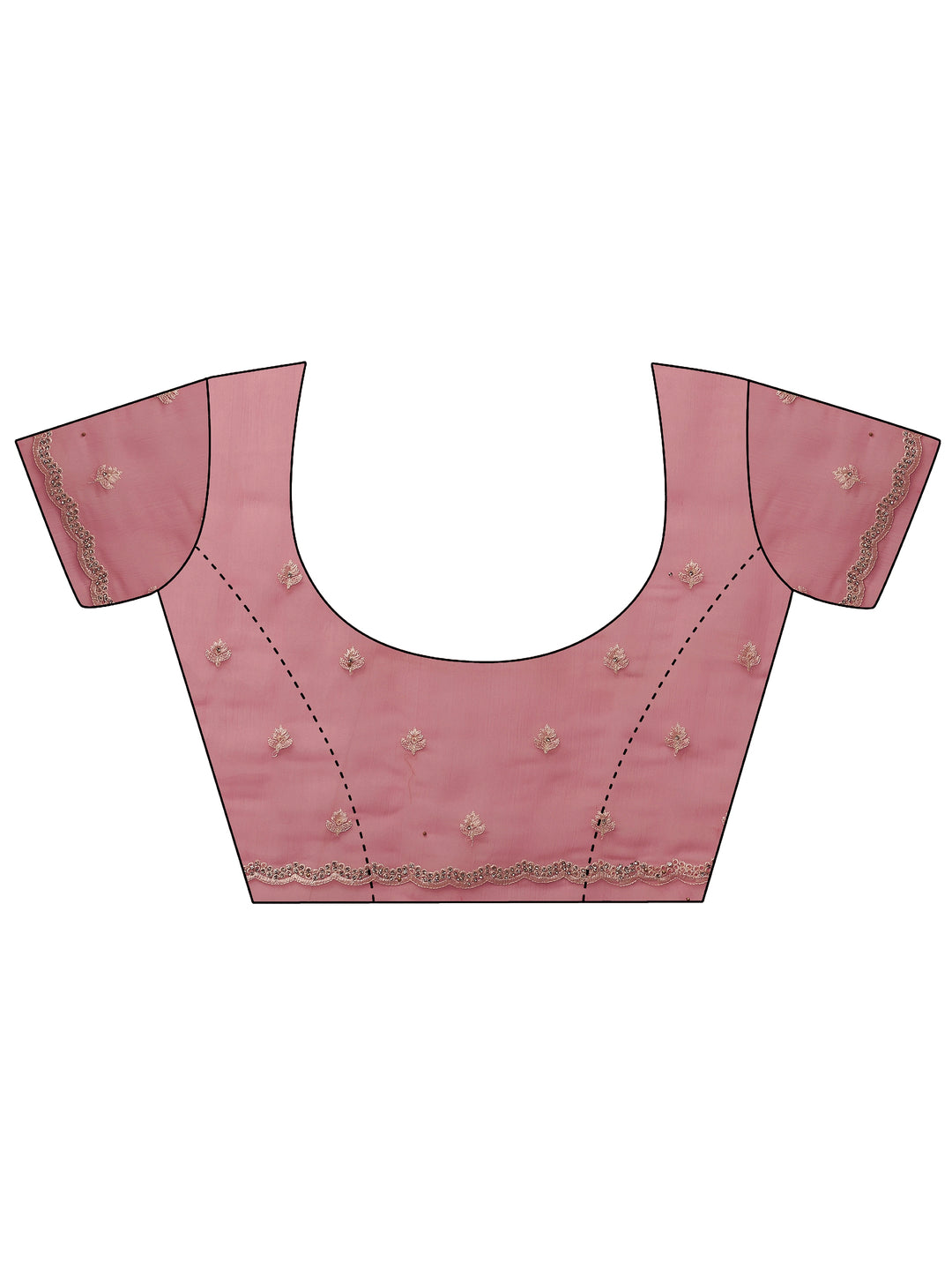 Coral Embroidered Pure Chiffon Saree With Unstitched Blouse Piece