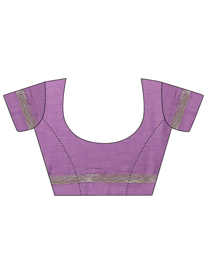 Purple Embroidered Silk Blend Saree With Unstitched Blouse Piece