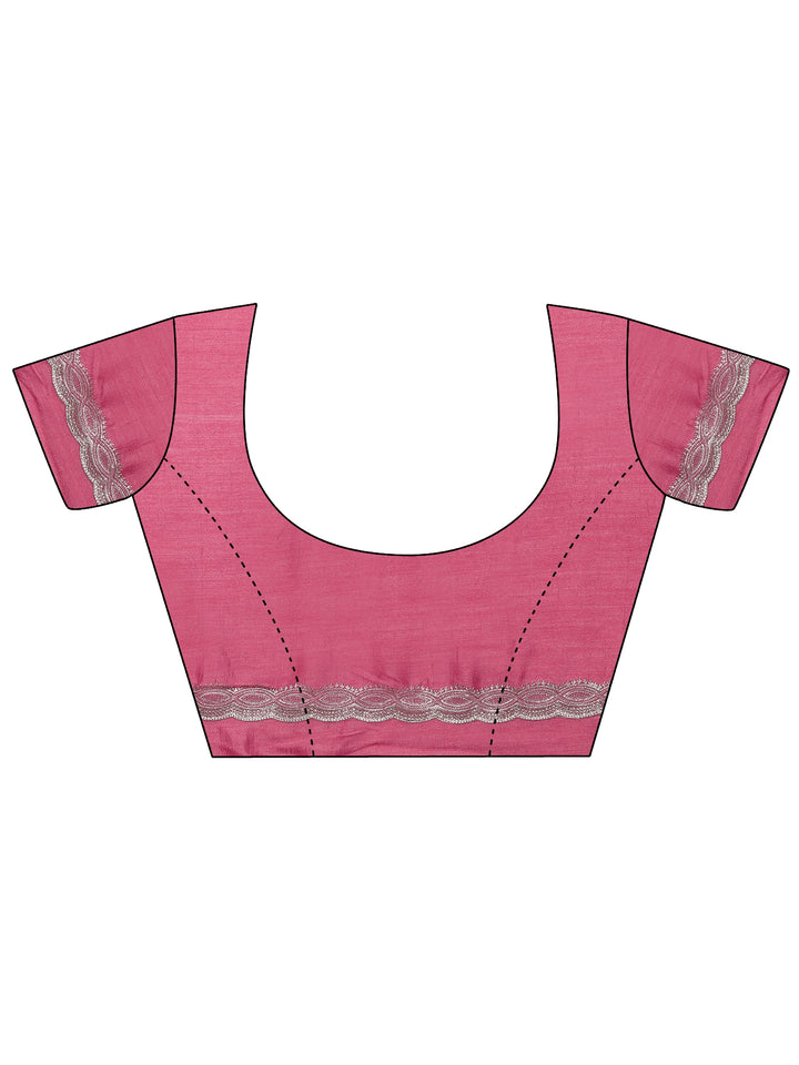 Coral Embroidered Silk Blend Saree With Unstitched Blouse Piece