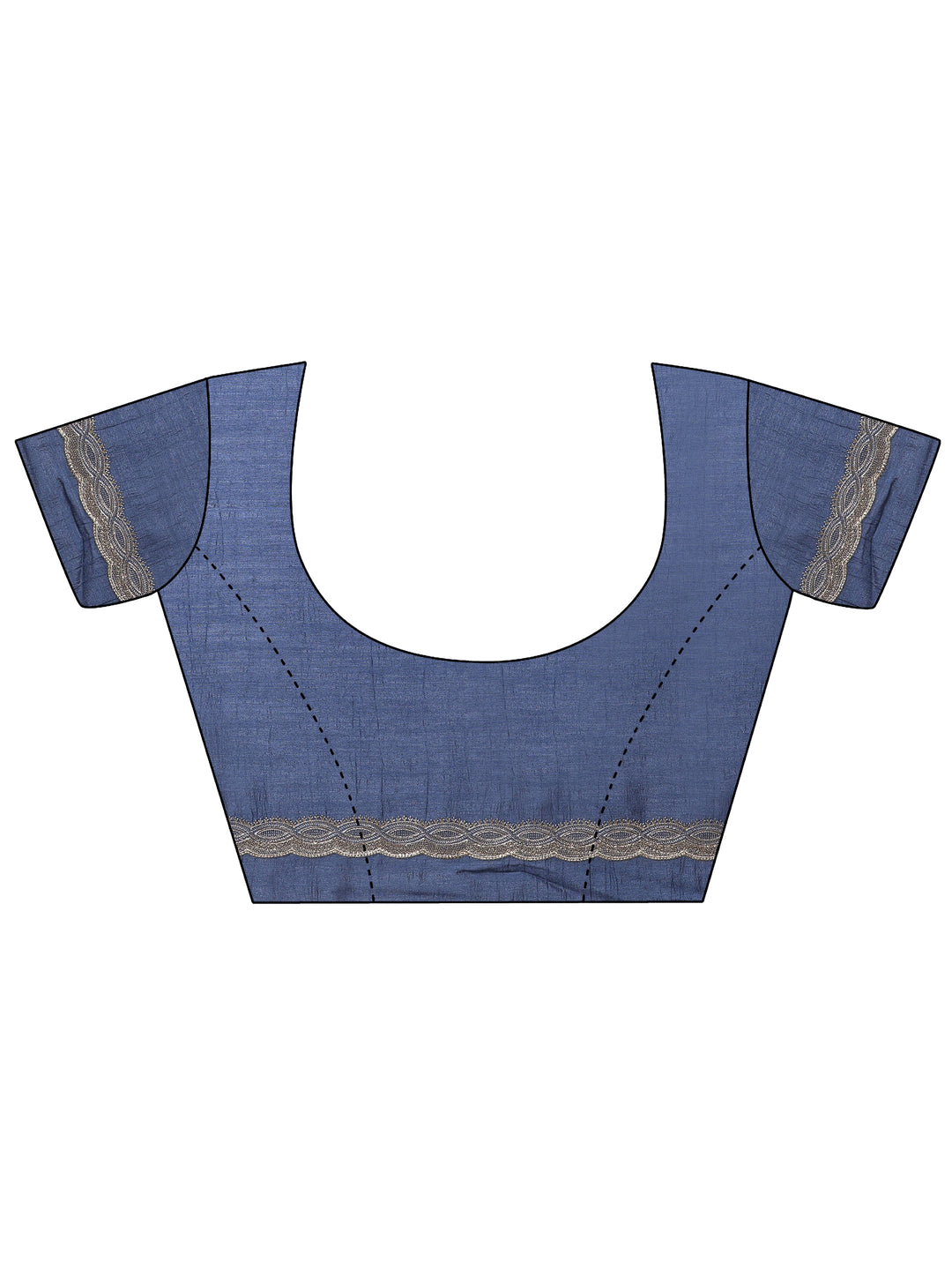 Navy Blue Embroidered Silk Blend Saree With Unstitched Blouse Piece