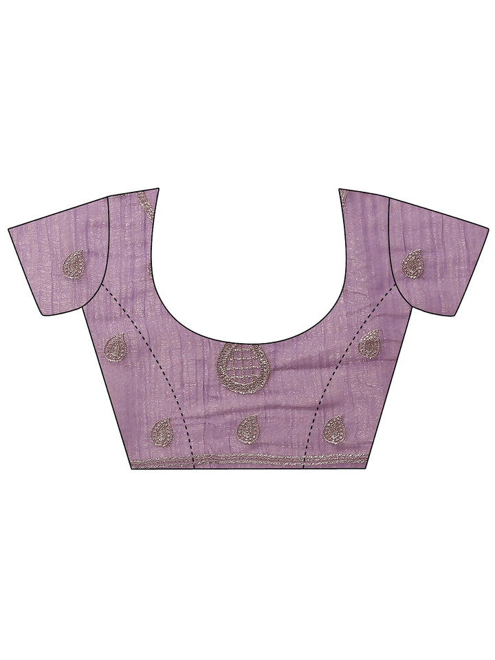 Lavender Embroidered Organza Saree With Unstitched Blouse Piece