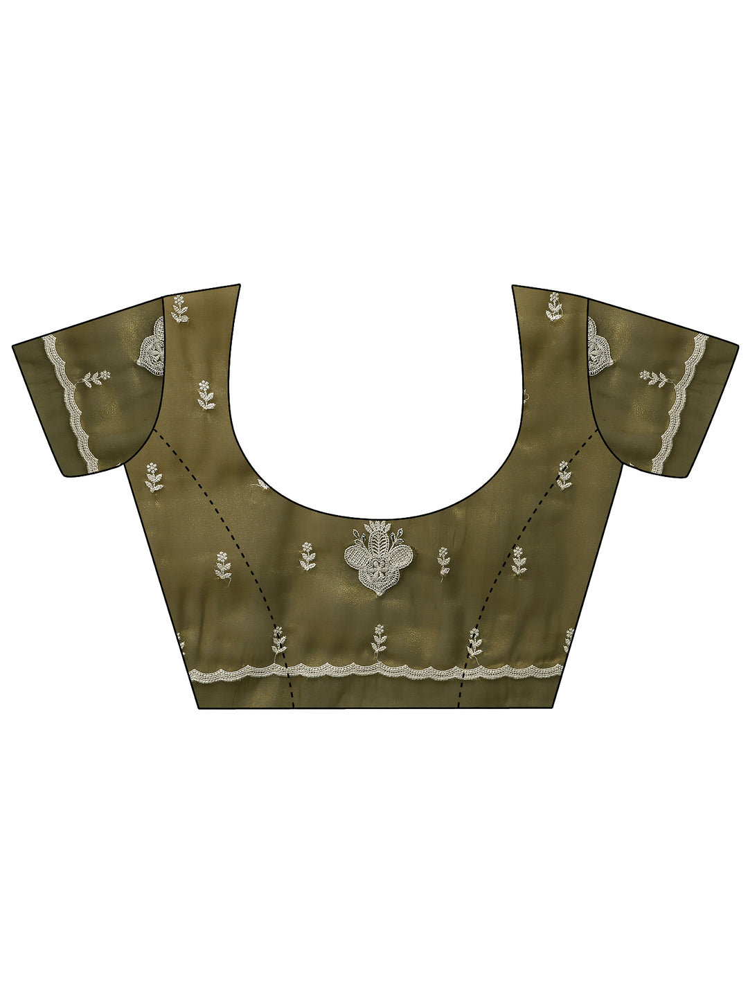 Green Embroidered Organza Saree With Unstitched Blouse Piece