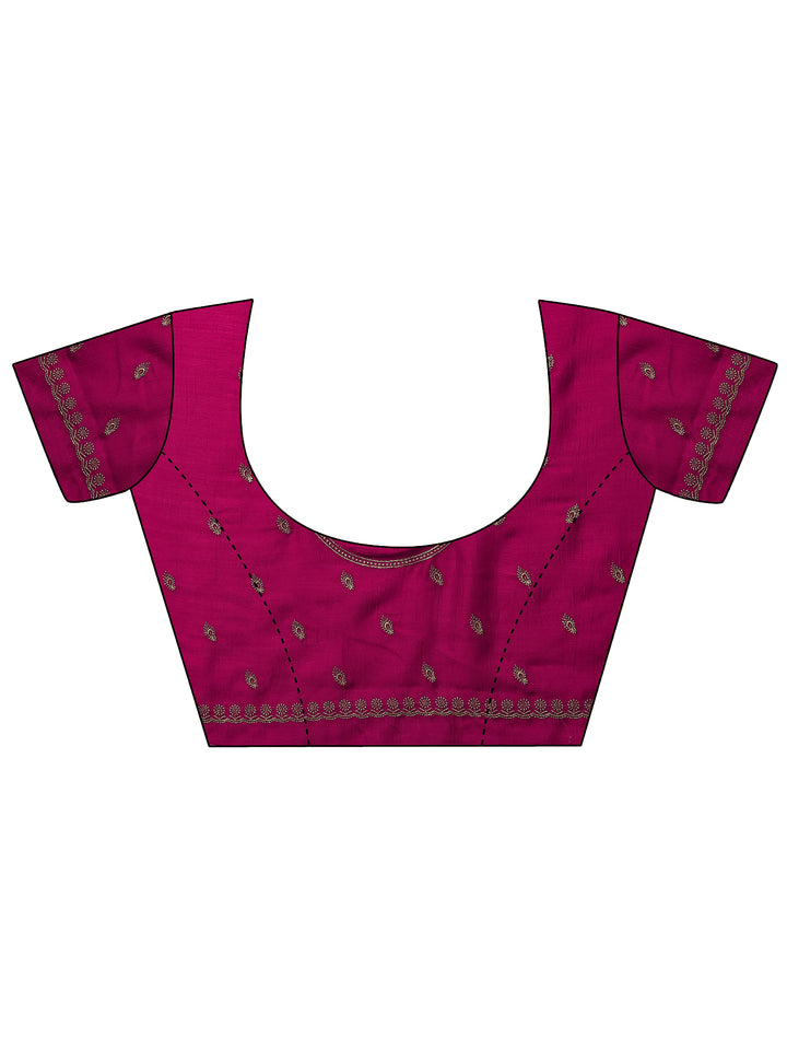 Pink Embellished Silk Blend Saree With Unstitched Blouse Piece