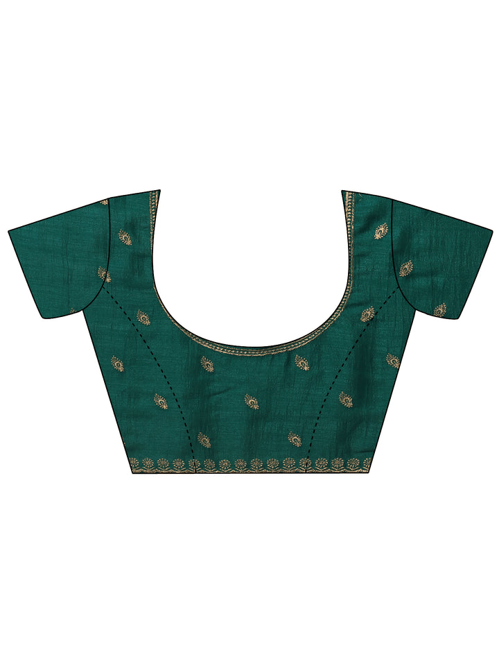 Green Embellished Silk Blend Saree With Unstitched Blouse Piece
