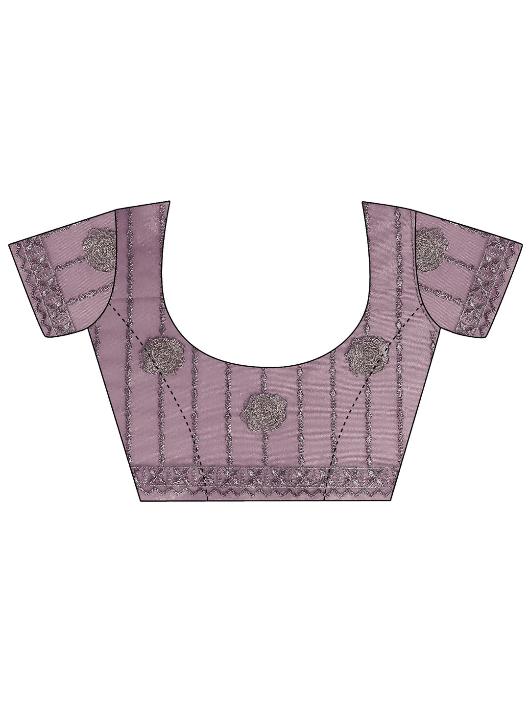 Lavender Embroidered Nylon Saree With Unstitched Blouse Piece