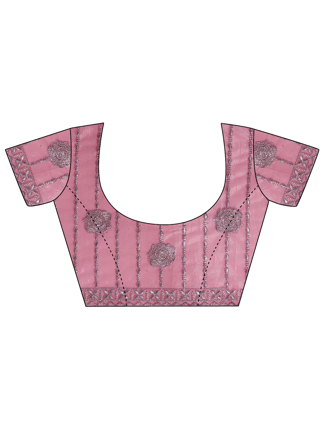 Pink Embroidered Nylon Saree With Unstitched Blouse Piece