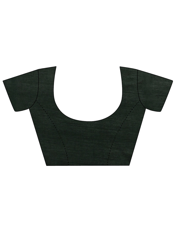 Green Printed Silk Blend Saree With Unstitched Blouse Piece