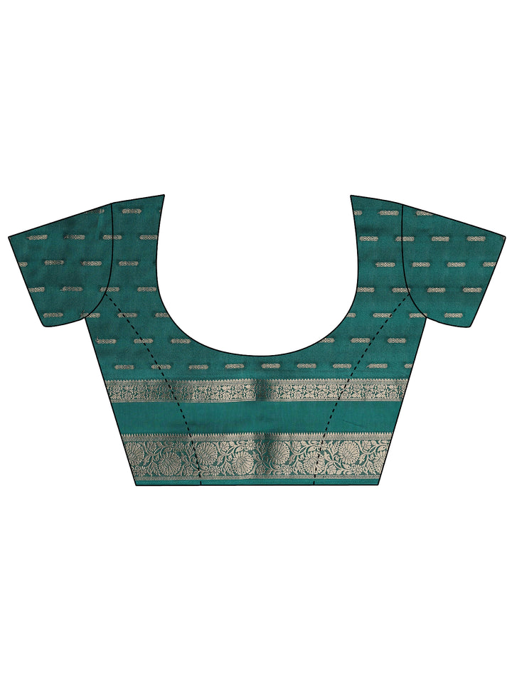Green Woven Design Silk Blend Saree With Unstitched Blouse Piece