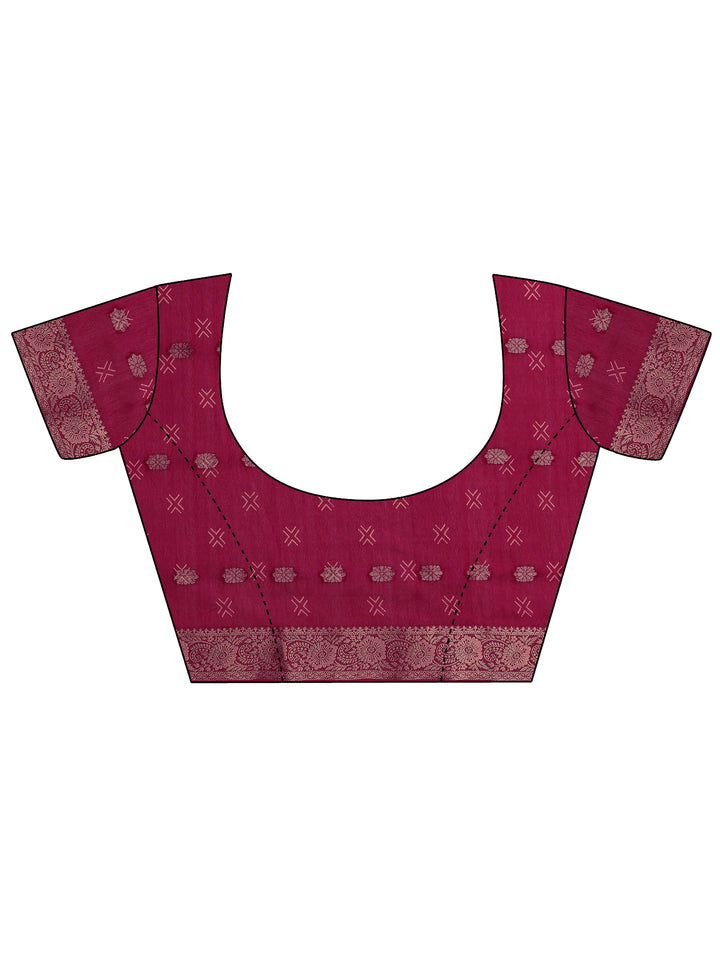 Pink Woven Design Silk Blend Saree With Unstitched Blouse Piece