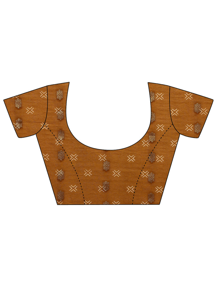 Mustard Woven Design Silk Blend Saree With Unstitched Blouse Piece