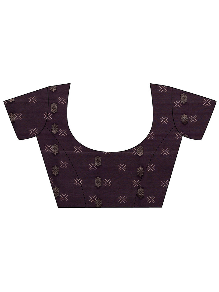 Purple Woven Design Silk Blend Saree With Unstitched Blouse Piece