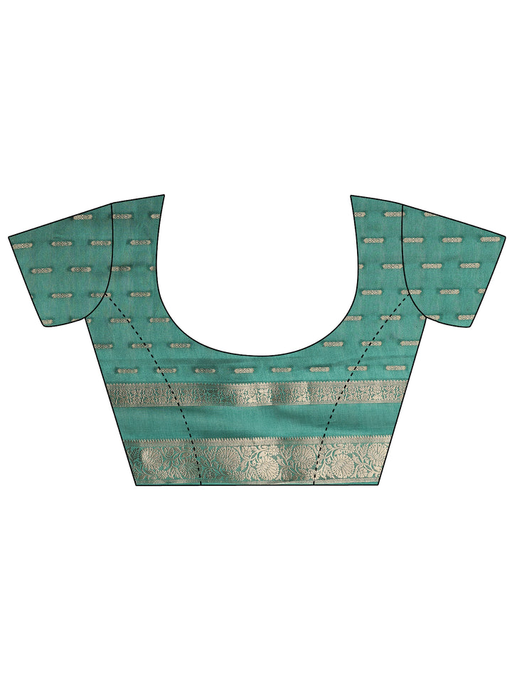 Green Woven Design Silk Blend Saree With Unstitched Blouse Piece