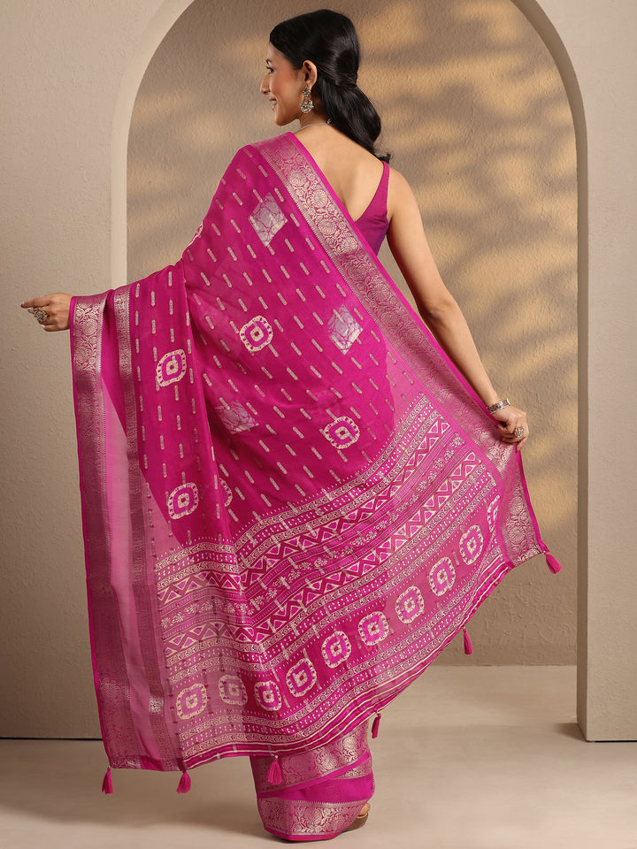Pink Woven Design Silk Blend Saree With Unstitched Blouse Piece