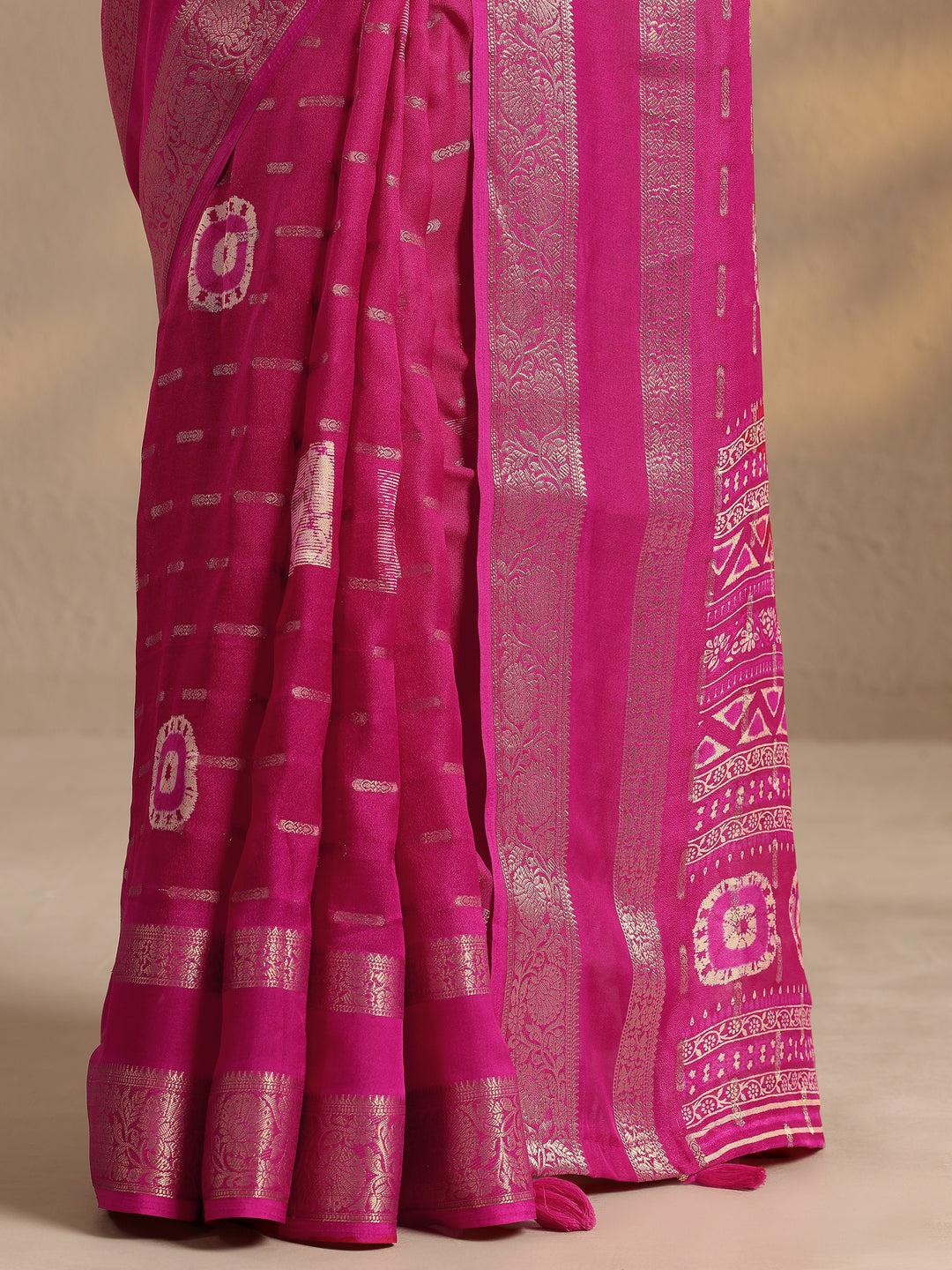 Pink Woven Design Silk Blend Saree With Unstitched Blouse Piece