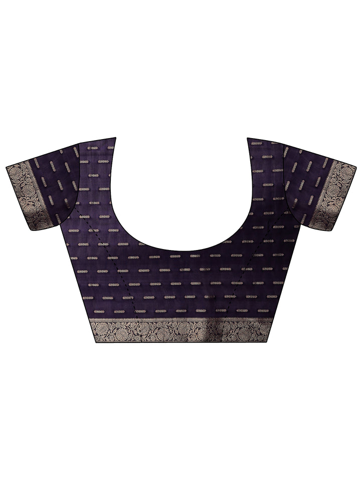 Purple Woven Design Silk Blend Saree With Unstitched Blouse Piece