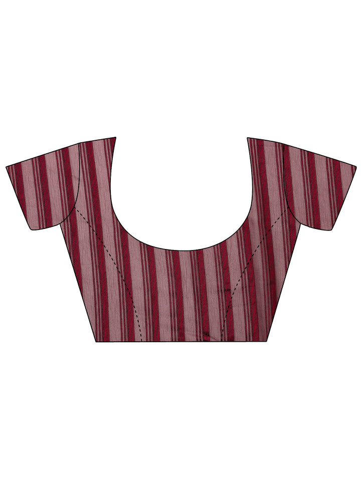 Burgundy Woven Design Chinon Saree With Unstitched Blouse Piece