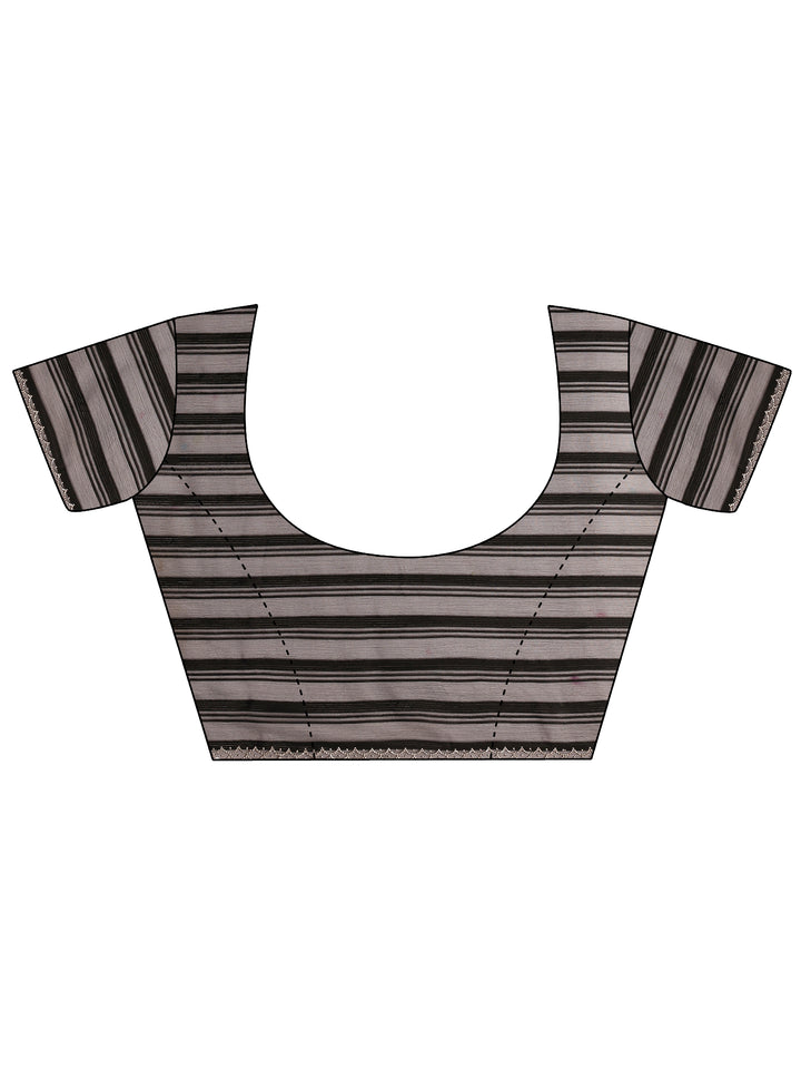 Black Woven Design Chinon Saree With Unstitched Blouse Piece