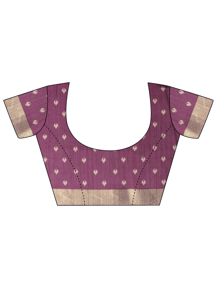 Purple Printed Silk Blend Saree With Unstitched Blouse Piece