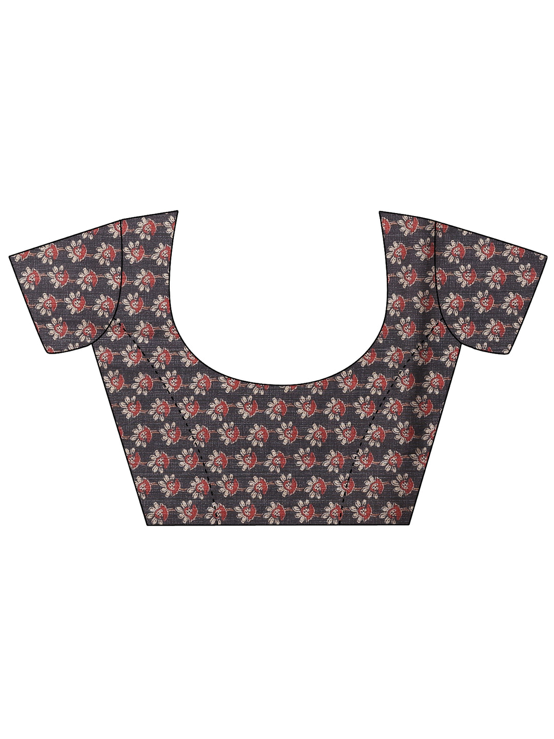 Black Printed Silk Blend Saree With Unstitched Blouse Piece