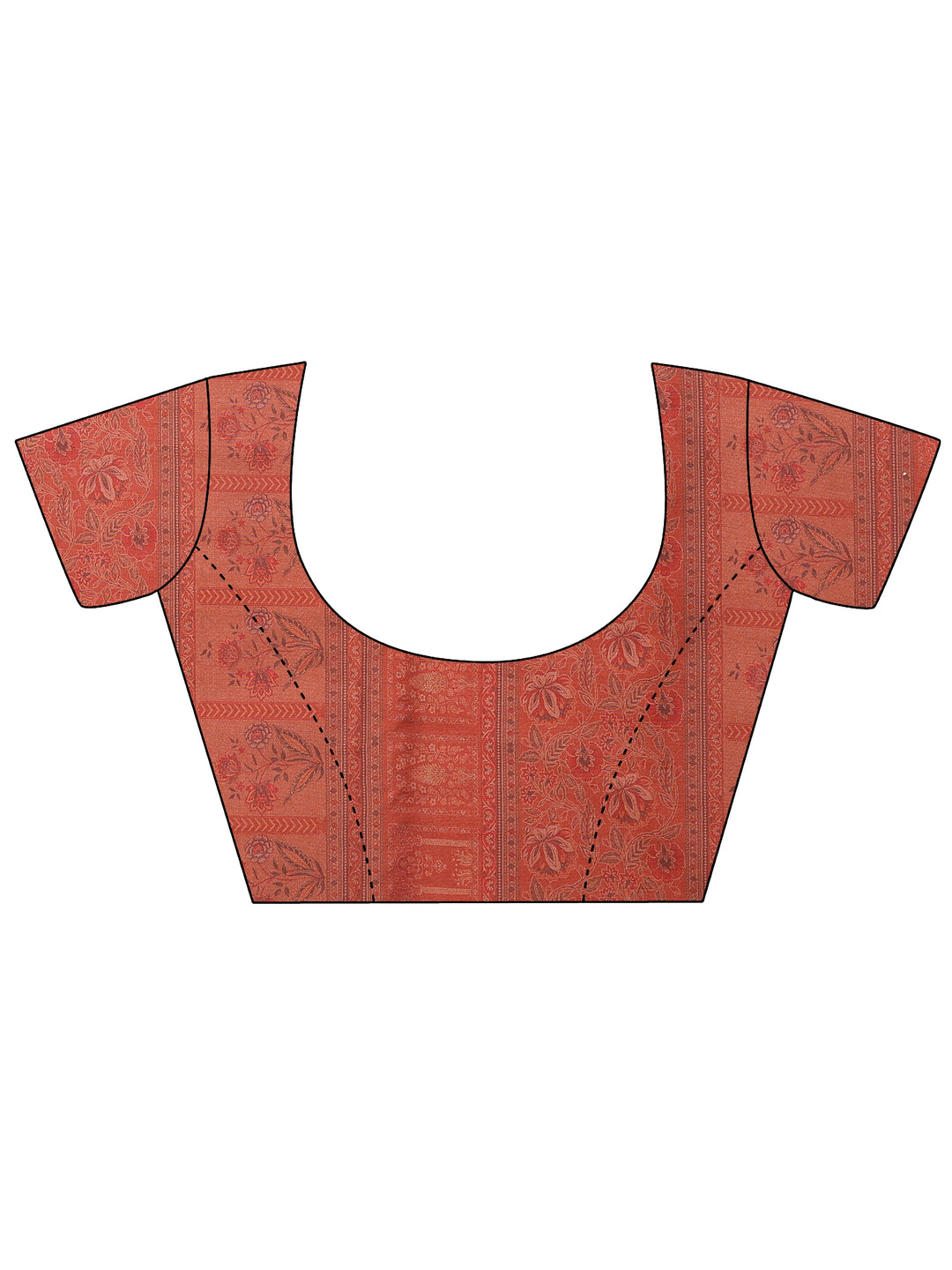 Orange Printed Silk Blend Saree With Unstitched Blouse Piece