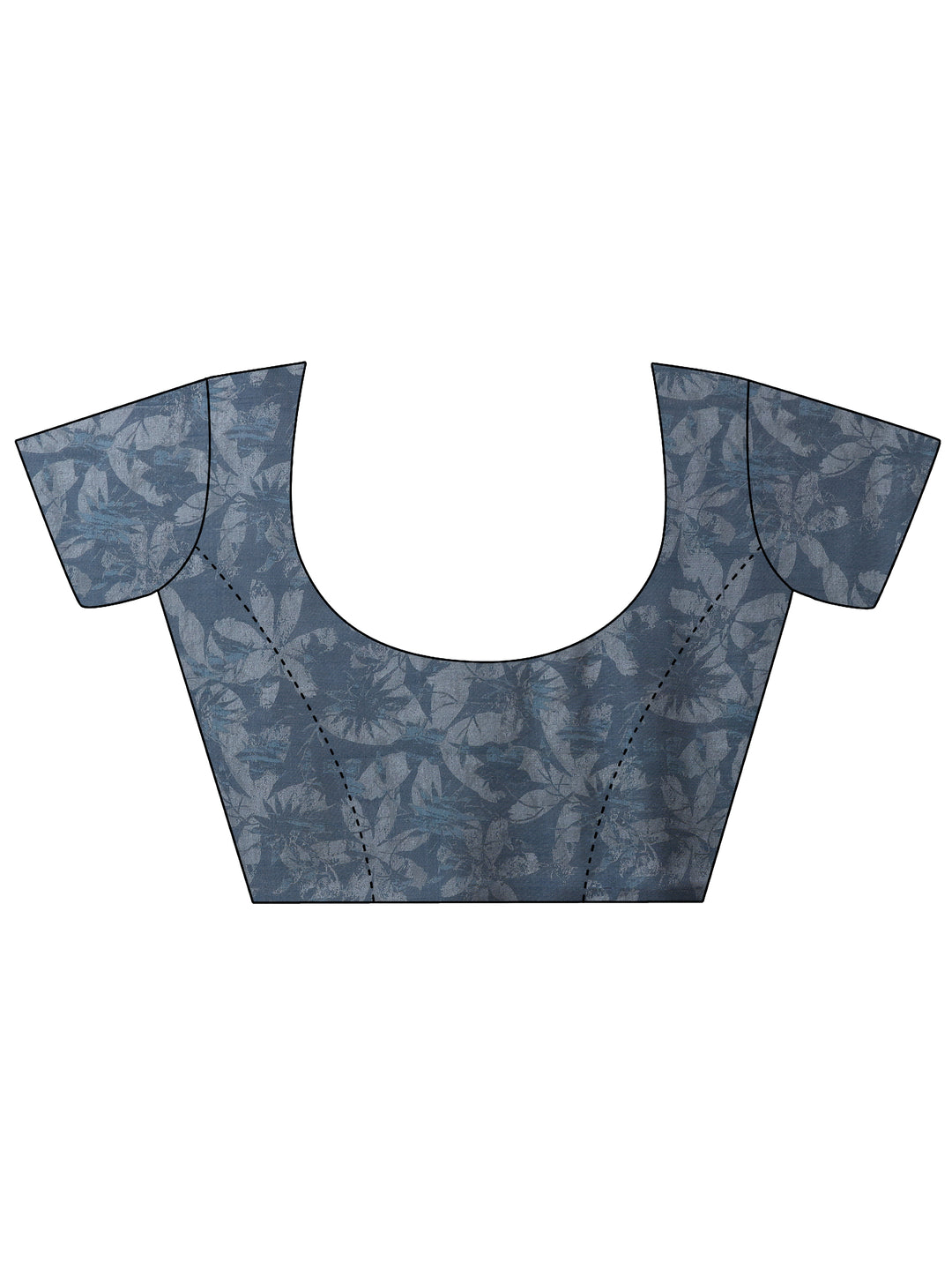 Blue Printed Silk Blend Saree With Unstitched Blouse Piece