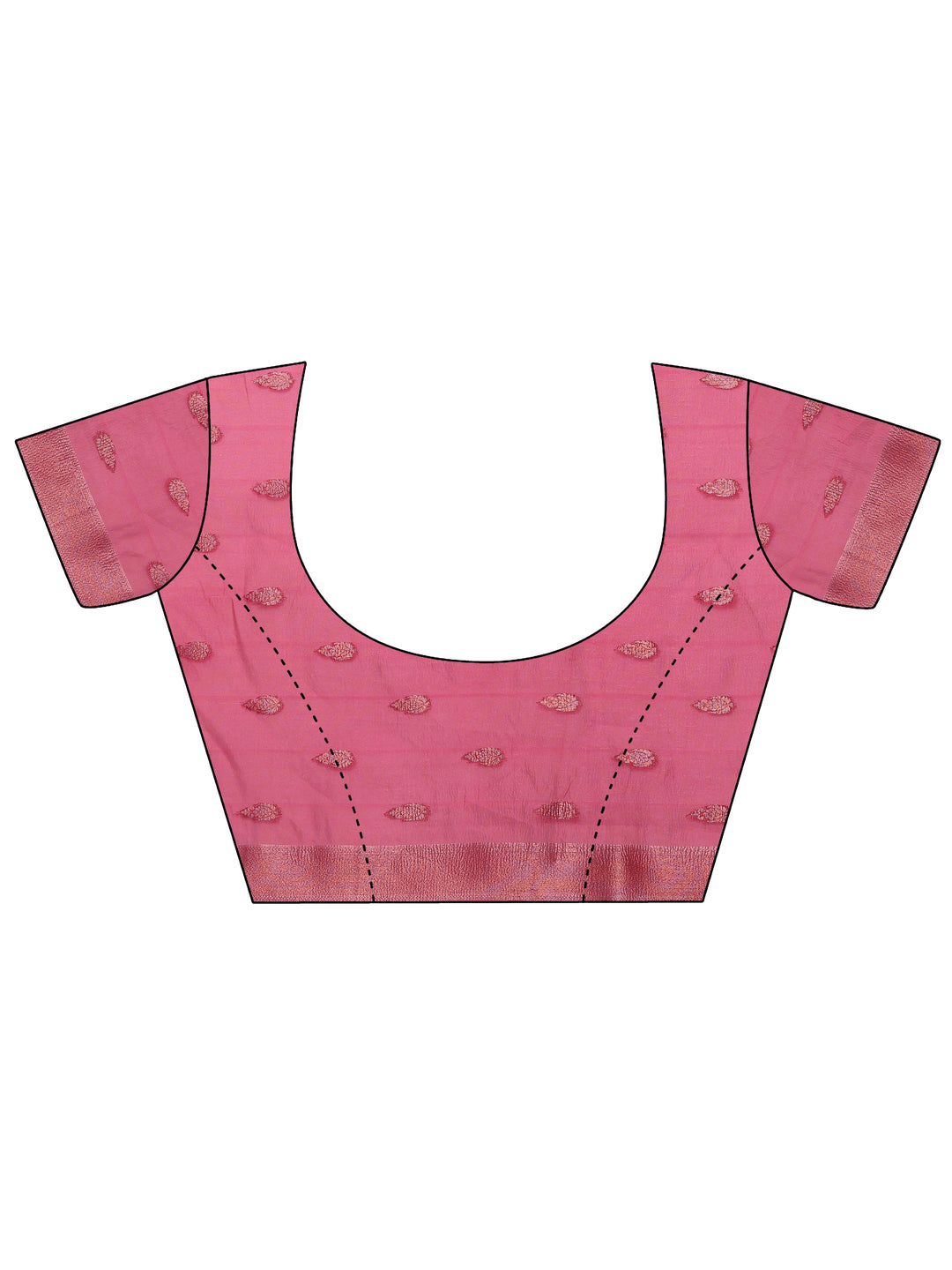 Pink Printed Organza Saree With Unstitched Blouse Piece