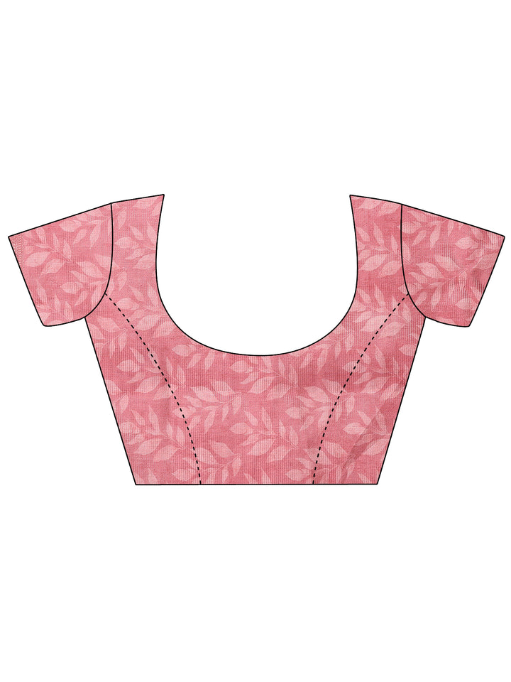 Off White Printed Silk Blend Saree With Unstitched Blouse Piece