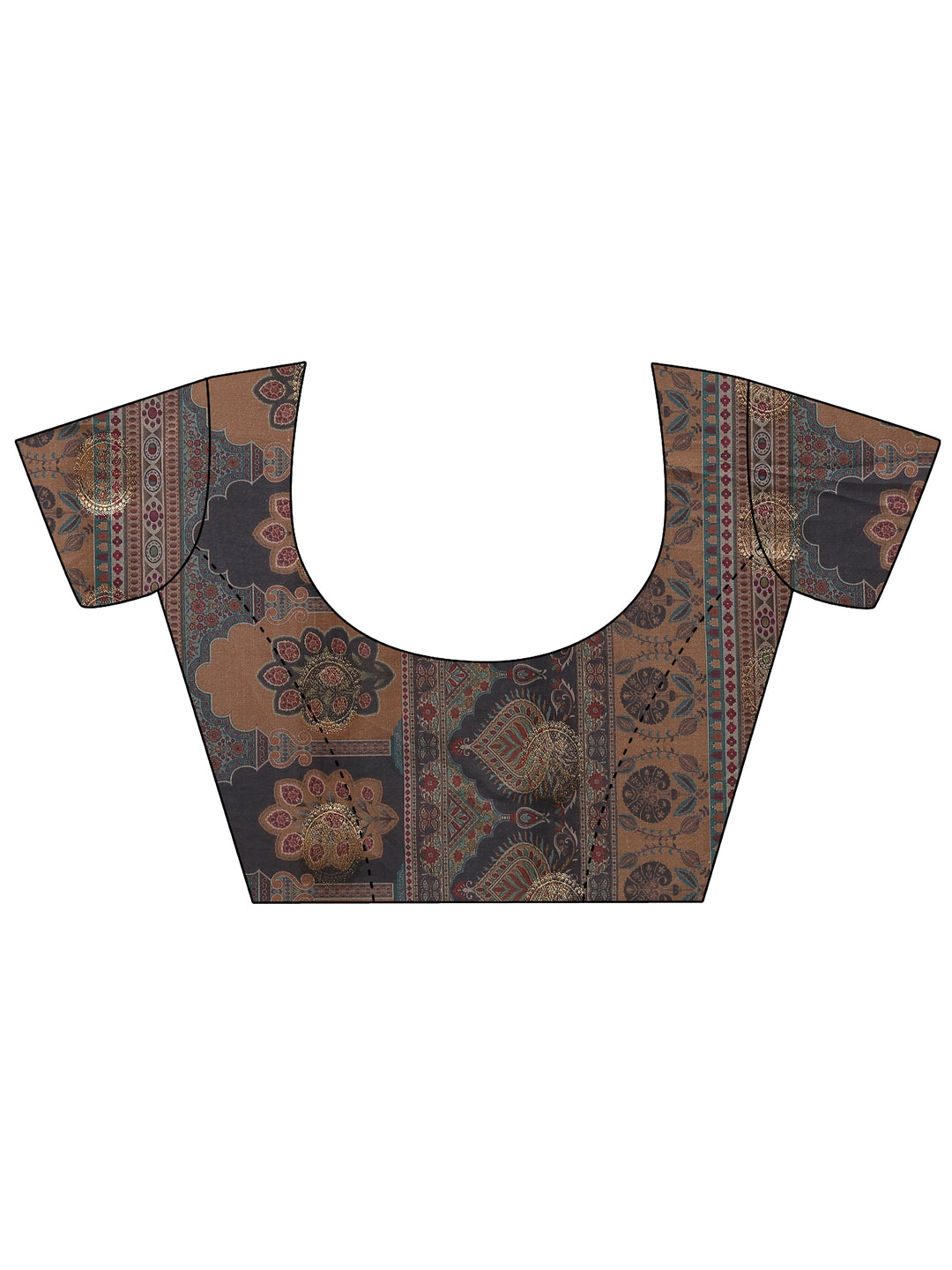 Mustard Printed Silk Blend Saree With Unstitched Blouse Piece