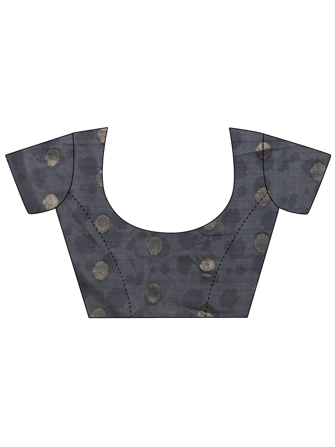 Grey Printed Silk Blend Saree With Unstitched Blouse Piece