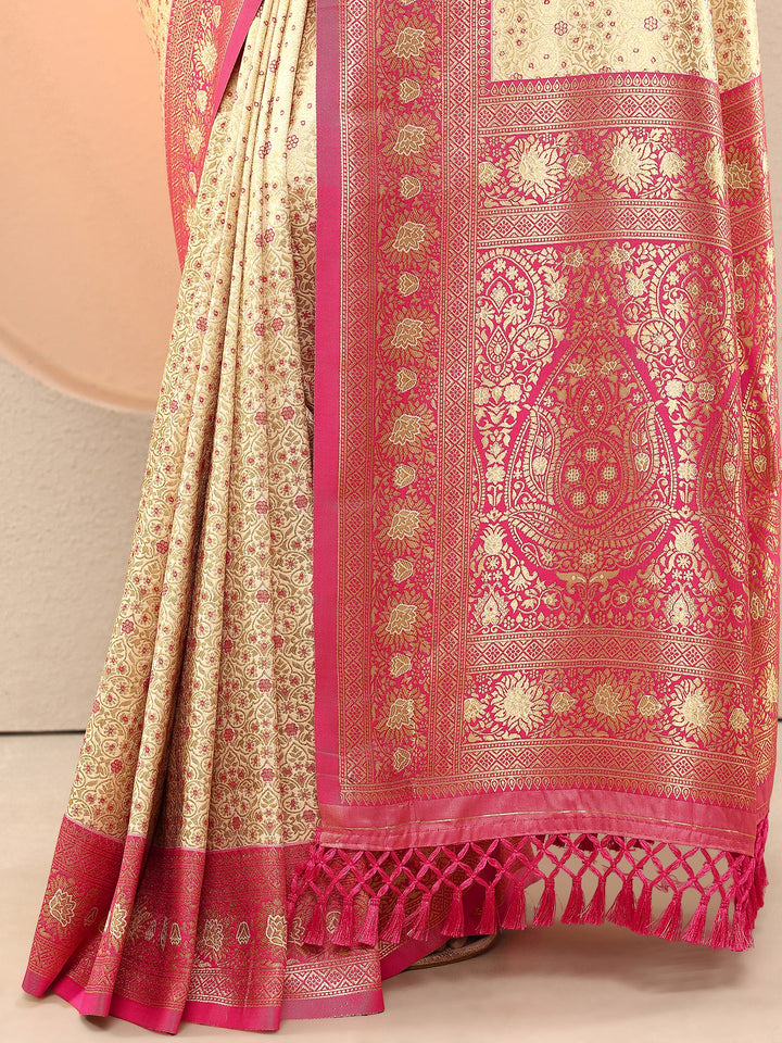 Gold Woven Design Silk Blend Saree With Unstitched Blouse Piece