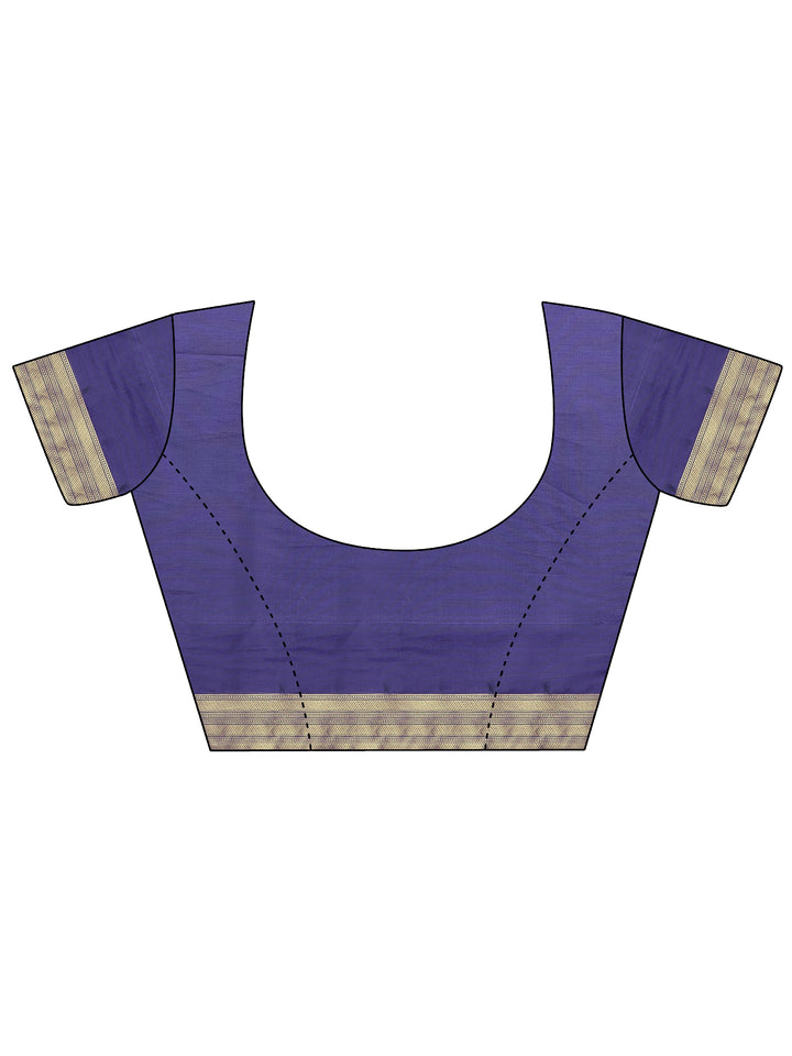 Purple Woven Design Silk Blend Saree With Unstitched Blouse Piece