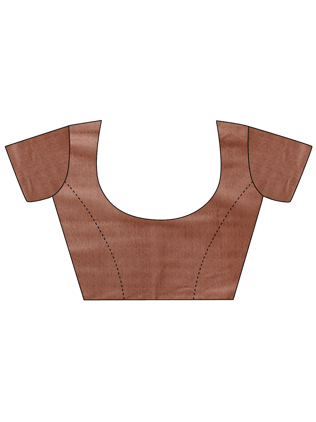 Brown Printed Silk Blend Saree With Unstitched Blouse Piece
