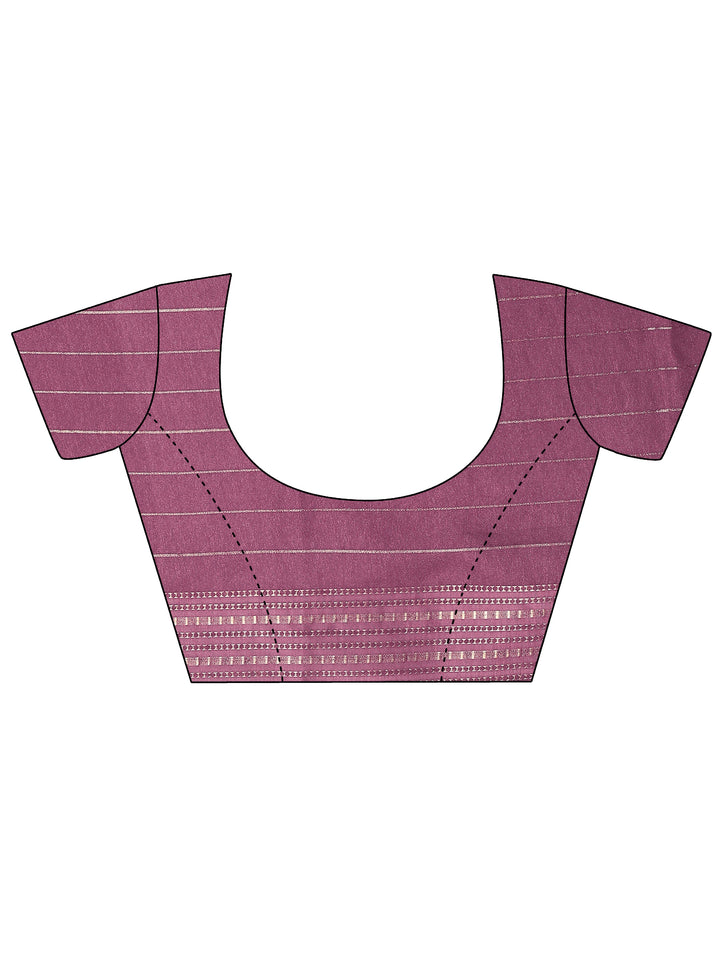 Burgundy Printed Silk Blend Saree With Unstitched Blouse Piece