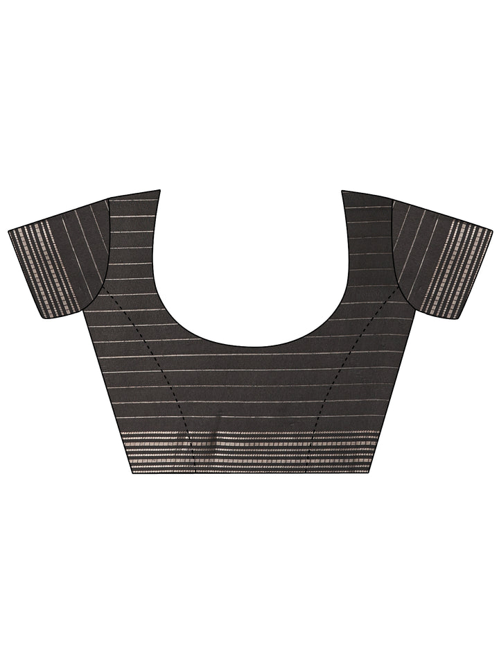 Black Printed Silk Blend Saree With Unstitched Blouse Piece