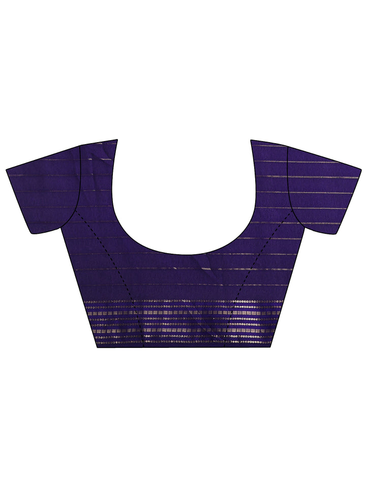 Purple Printed Silk Blend Saree With Unstitched Blouse Piece