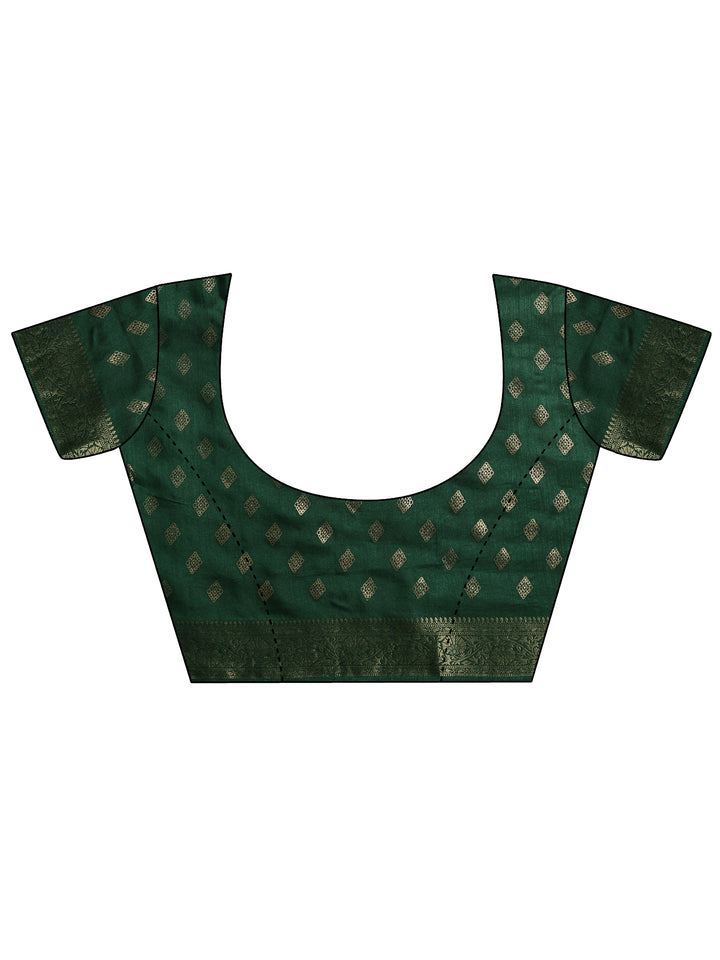 Red Printed Silk Blend Saree With Unstitched Blouse Piece