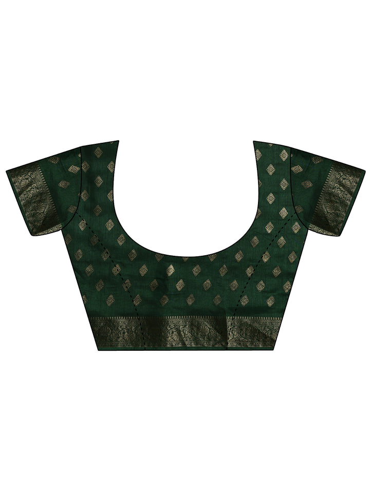 Pink Printed Silk Blend Saree With Unstitched Blouse Piece