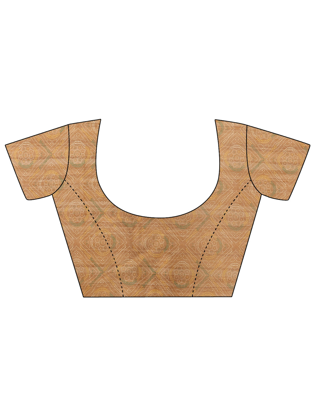 Brown Printed Silk Blend Saree With Unstitched Blouse Piece