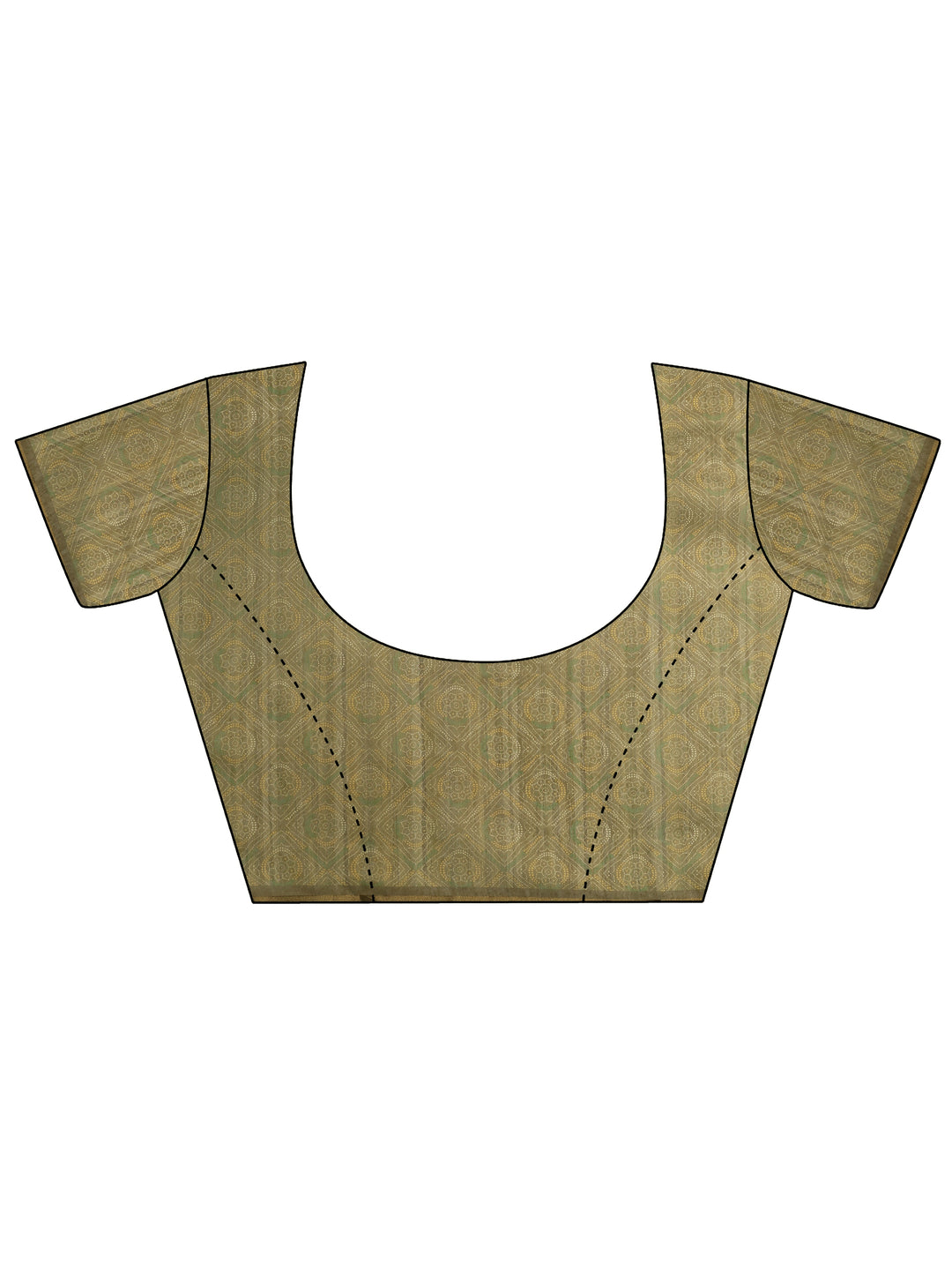 Green Printed Silk Blend Saree With Unstitched Blouse Piece