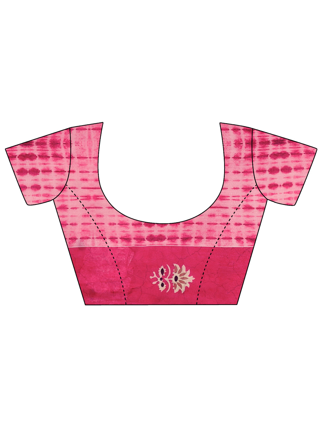 Pink Printed Silk Blend Saree With Unstitched Blouse Piece