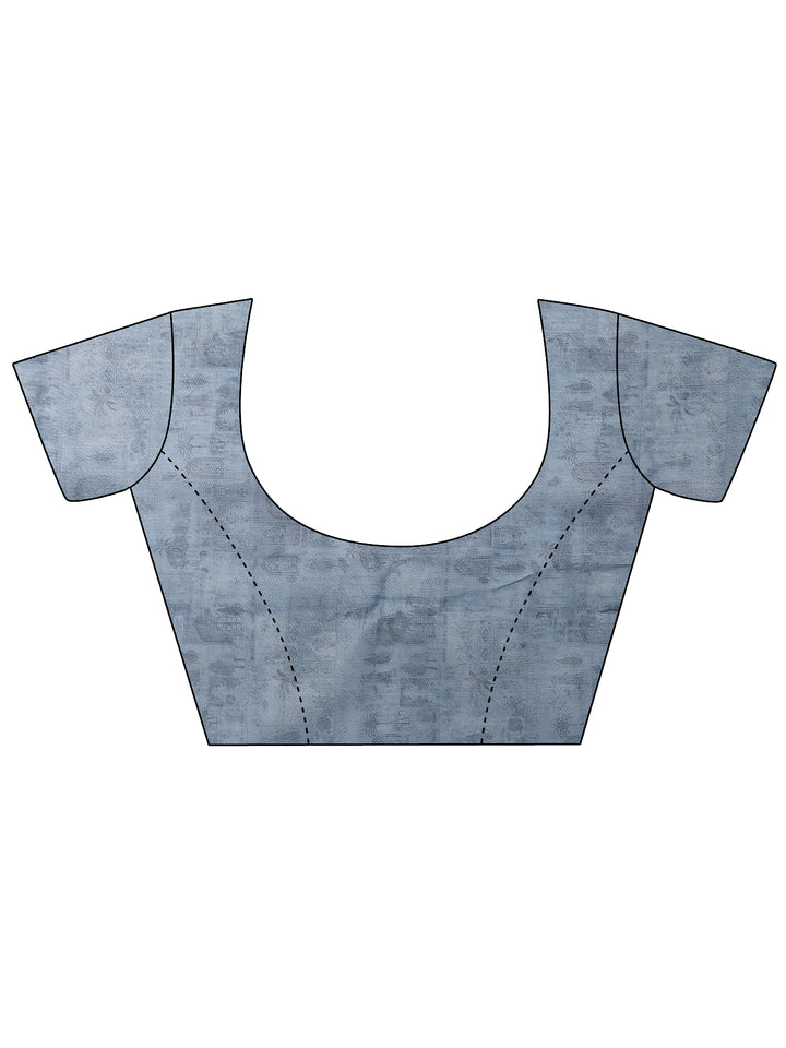 Grey Bandhani Printed Silk Blend Saree With Unstitched Blouse Piece