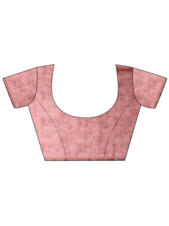 Brown Bandhani Printed Silk Blend Saree With Unstitched Blouse Piece