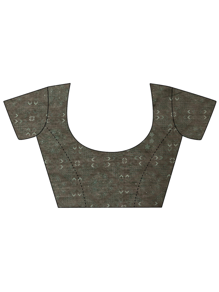 Multi Printed Silk Blend Saree With Unstitched Blouse Piece