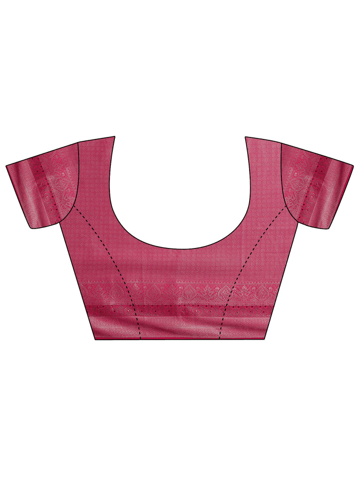 Pink Woven Design Pure Georgette Saree With Unstitched Blouse Piece