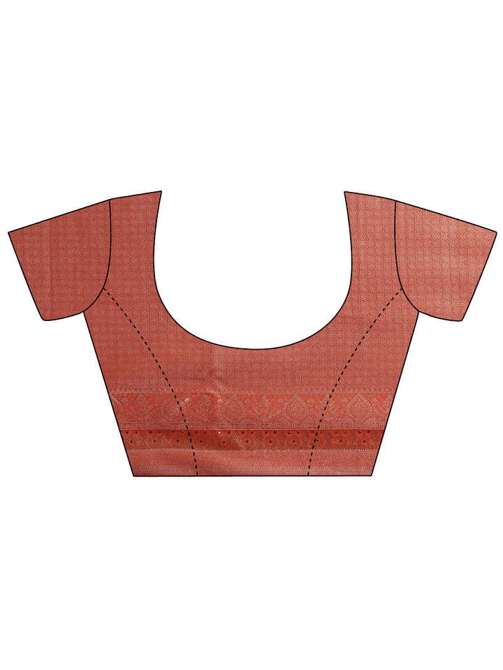 Orange Woven Design Pure Georgette Saree With Unstitched Blouse Piece